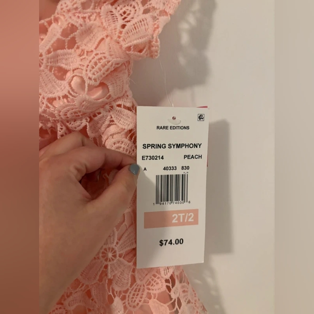 Rare Editions Peach Lace Dress - Picture 2 of 5